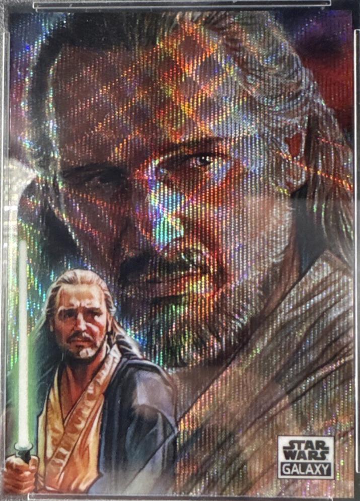 2021 Topps Chrome Galaxy Qui-Gon Jinn [Wave Refractor] #38 card
