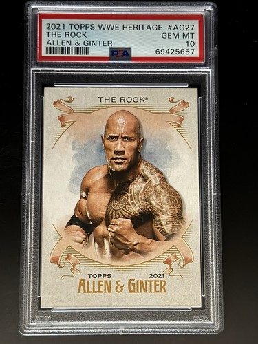 2021 Topps Heritage WWE Allen & Ginter The Rock #AG-27 card