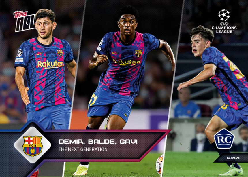 2021 Topps Now UEFA Champions League Yusuf Demir, Alex Balde, Gavi #18 card