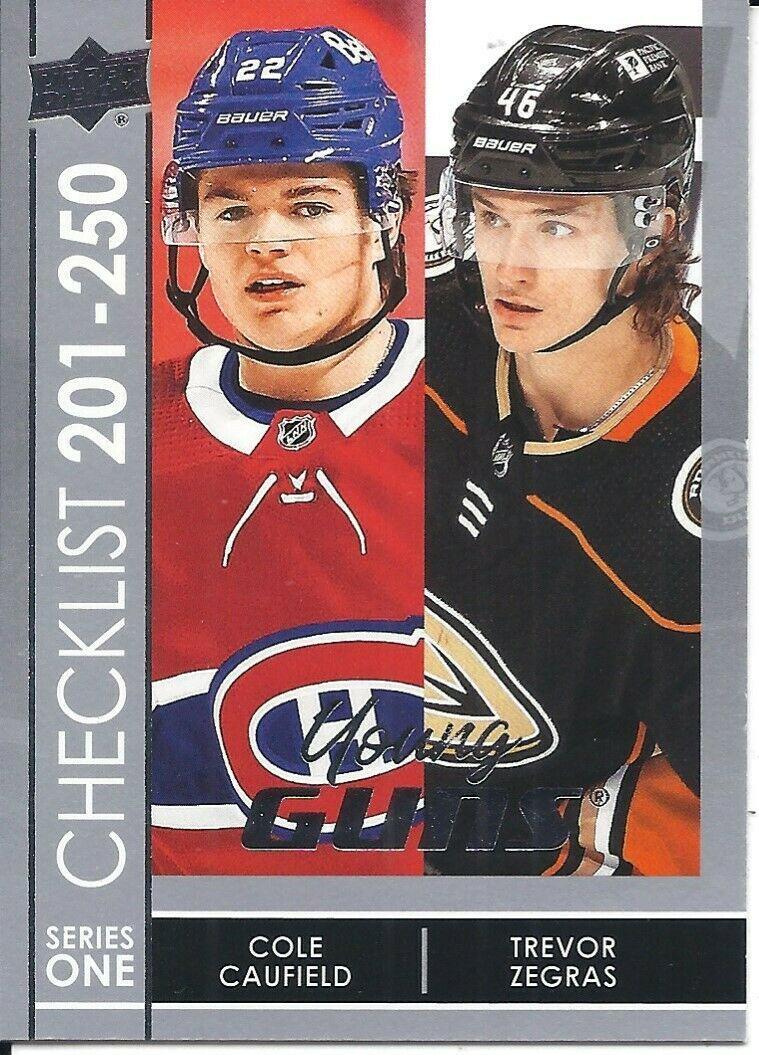 2021 Upper Deck Cole Caufield, Trevor Zegras #250 card