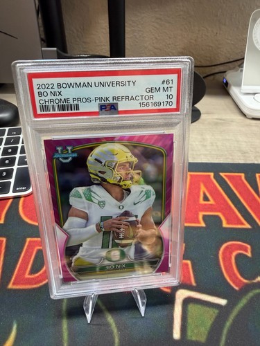 2022 Bowman Chrome University Bo Nix [Pink] #61 card