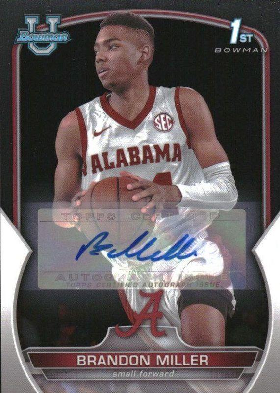 2022 Bowman Chrome University Brandon Miller [Autograph] #80 card