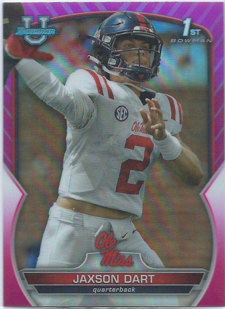 2022 Bowman Chrome University Jaxson Dart [Pink] #94 card