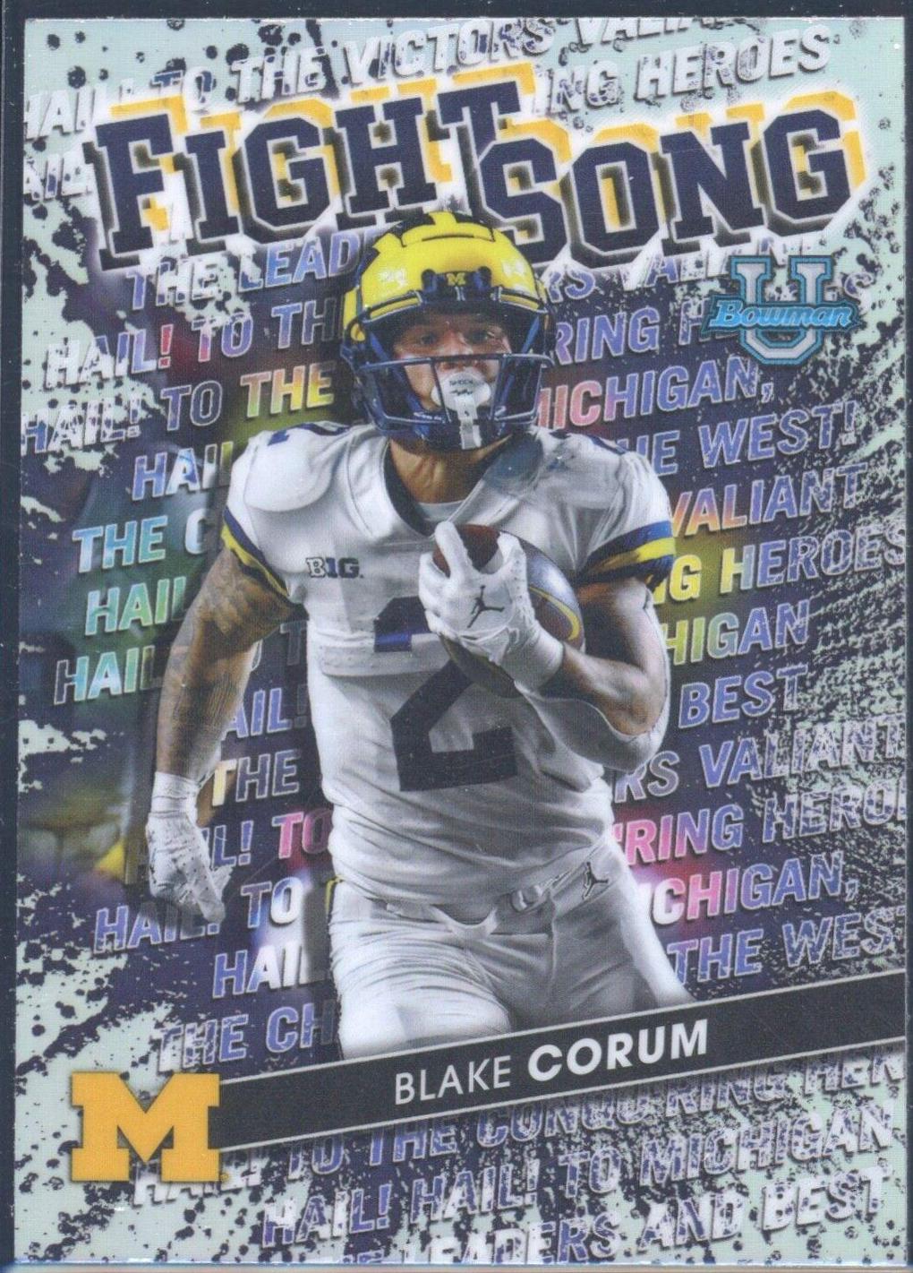 2022 Bowman's Best University Fight Song Blake Corum #FS-11 card