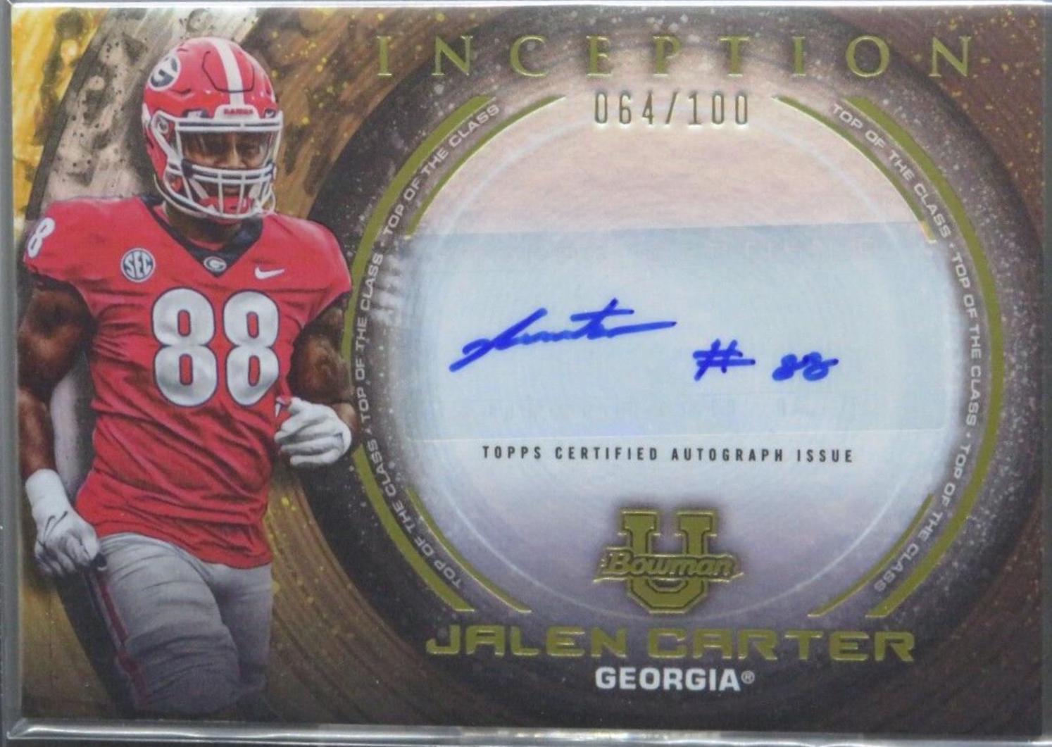 2022 Bowman University Inception Autographs Jalen Carter #BIA-JCR card
