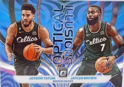 2022 Panini Donruss Optic Optical Illusions Jaylen Brown, Jayson Tatum #2 card