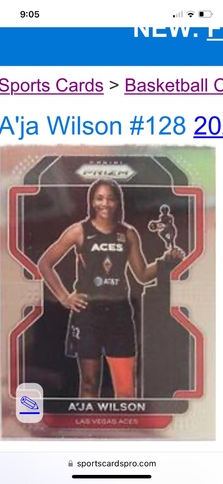 2022 Panini Prizm WNBA A'ja Wilson #128 card