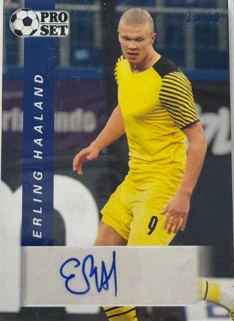 2022 Pro Set Autographs Erling Haaland [Blue] #PS-EH1 card