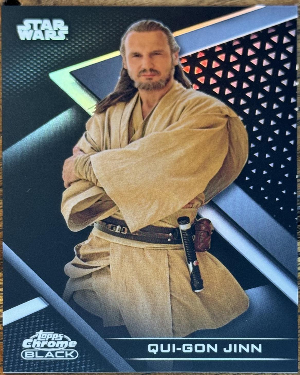 2022 Topps Chrome Black Qui-Gon Jinn [Refractor] #31 card