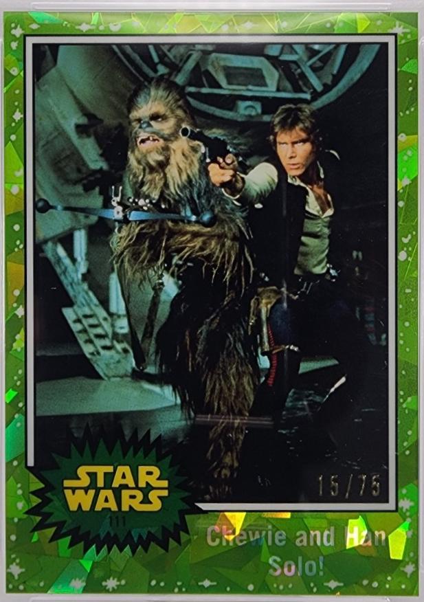 2022 Topps Chrome Sapphire Chewie and Han Solo! [Peridot] #111 card