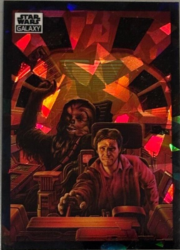 2022 Topps Galaxy Chrome Han Solo & Chewbacca in the Cockpit [Atomic Refractor] #42 card