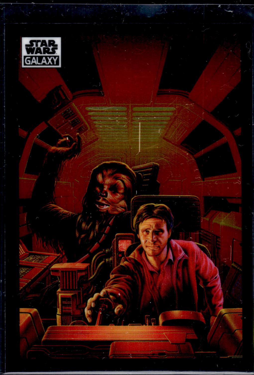2022 Topps Galaxy Chrome Han Solo & Chewbacca in the Cockpit [Refractor] #42 card