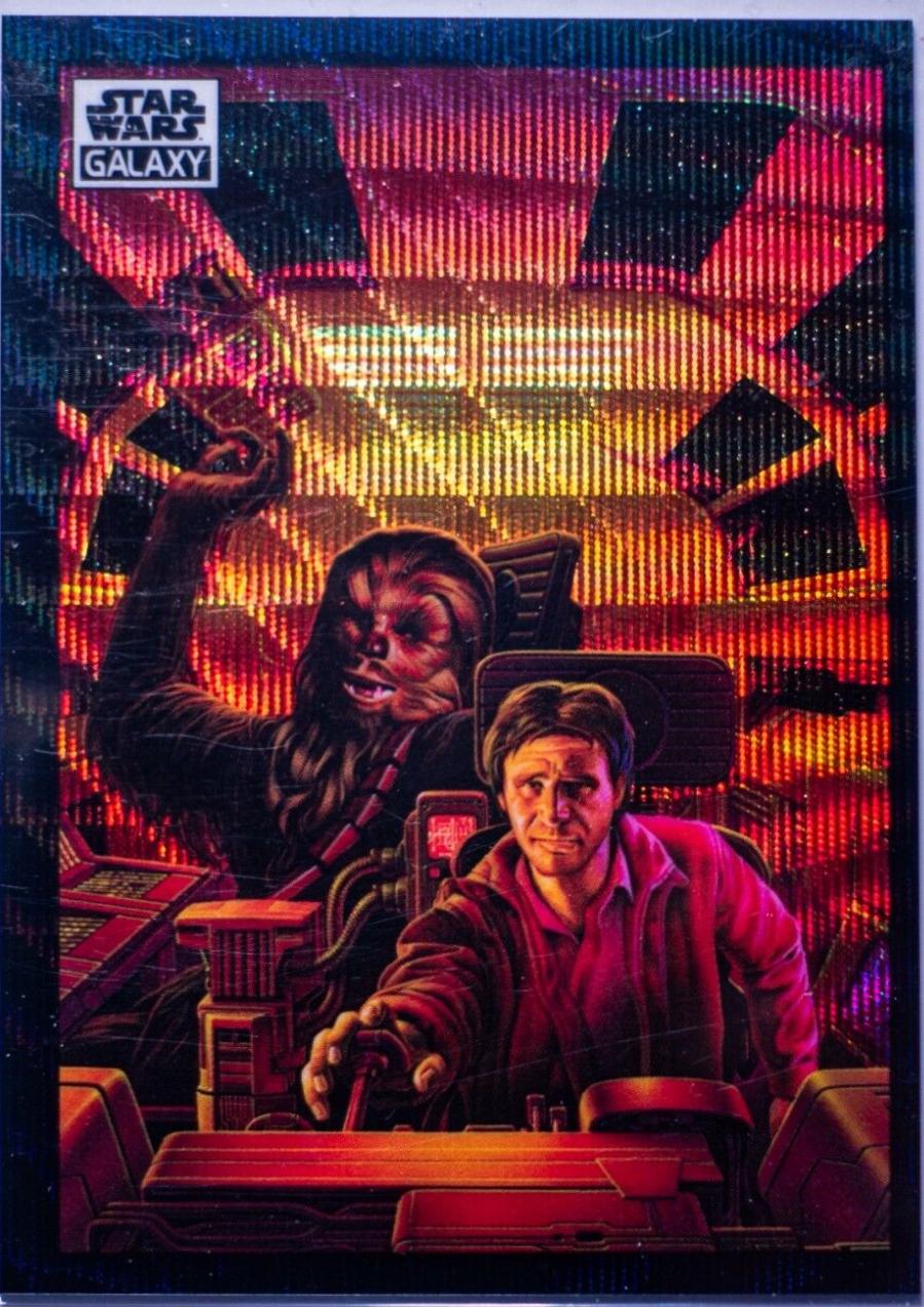 2022 Topps Galaxy Chrome Han Solo & Chewbacca in the Cockpit [Wave Refractor] #42 card