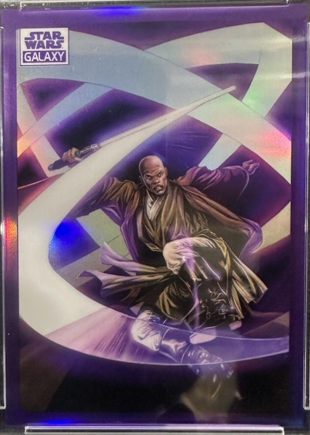 2022 Topps Galaxy Chrome Mace Windu's Barrage! [Purple Refractor] #56 card