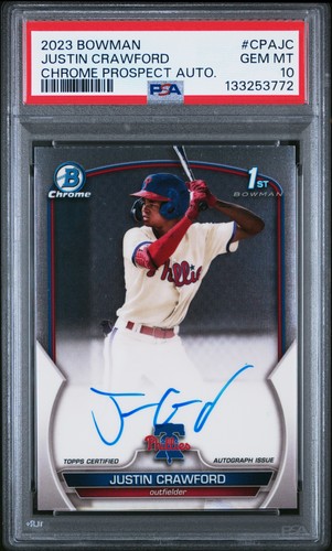 2023 Bowman Chrome Prospect Autographs Justin Crawford #CPA-JC card