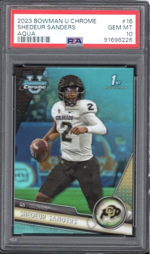 2023 Bowman Chrome University Shedeur Sanders [Aqua] #16 card