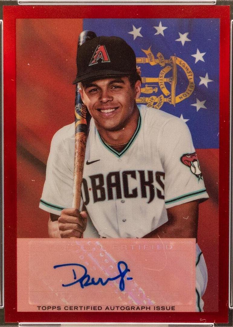 2023 Bowman Draft 1954 Flag Variation Red Autographs Druw Jones #54FAV-DJ card