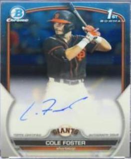 2023 Bowman Draft Chrome Prospect Autographs Cole Foster #CDA-CF card