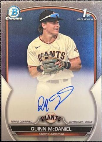 2023 Bowman Draft Chrome Prospect Autographs Quinn McDaniel #CDA-QMC card