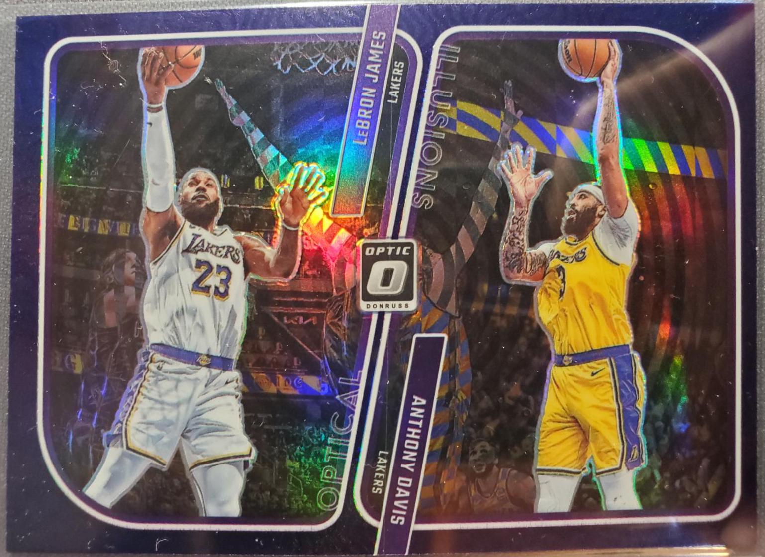 2023 Donruss Optic Optical Illusions Anthony Davis / LeBron James  [Purple] #1 card