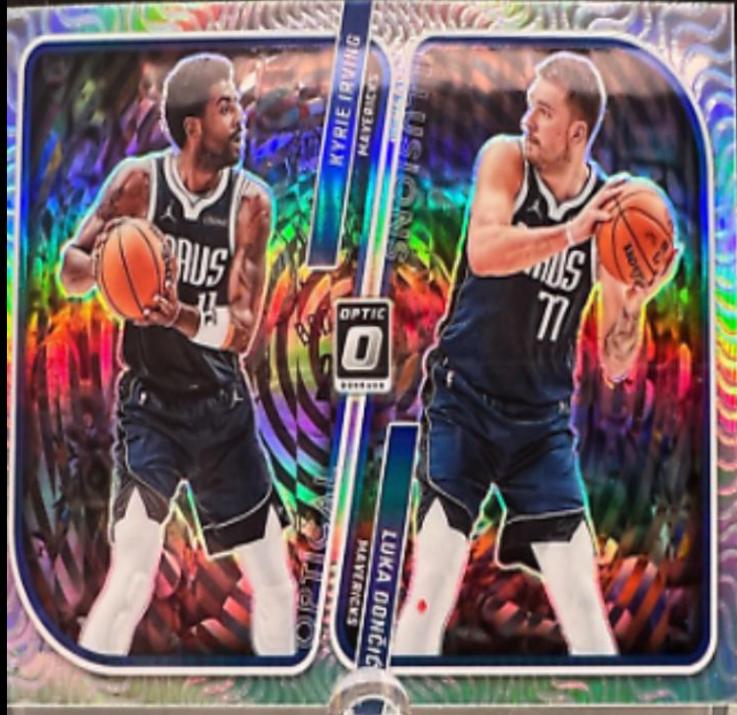 2023 Donruss Optic Optical Illusions Kyrie Irving / Luka Doncic [Holo] #4 card