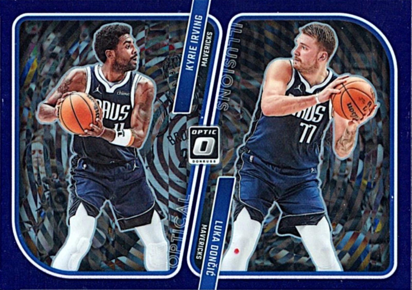 2023 Donruss Optic Optical Illusions Kyrie Irving / Luka Doncic  [Purple] #4 card
