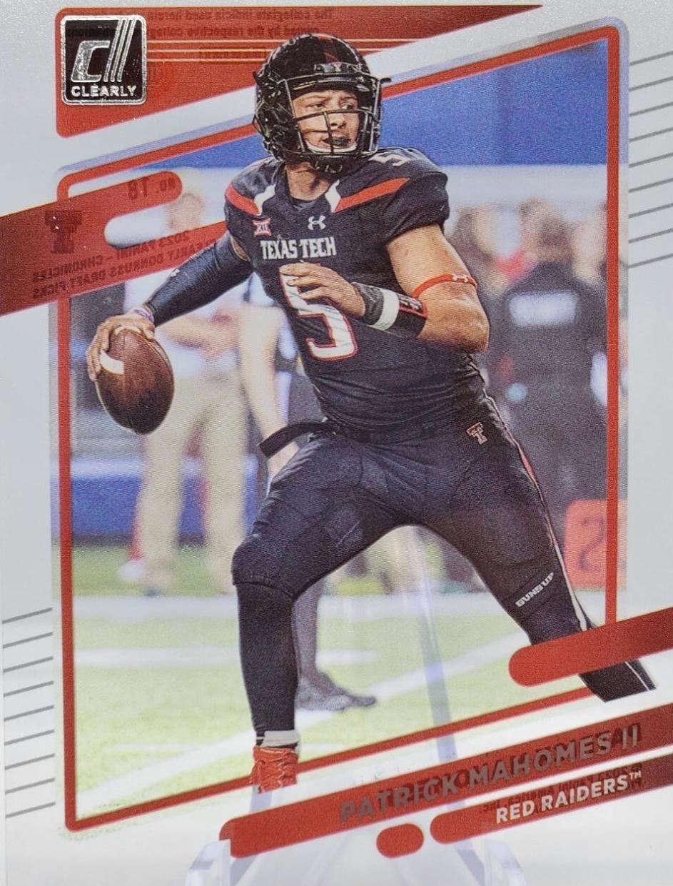 2023 Panini Chronicles Draft Picks Clearly Donruss Patrick Mahomes II #18 card