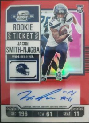2023 Panini Contenders Optic Jaxon Smith-Njigba [Red RPS Autograph Variation] #117 card