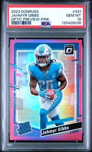 2023 Panini Donruss Jahmyr Gibbs [Optic Preview Pink] #331 card