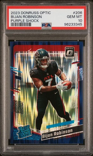 2023 Panini Donruss Optic Bijan Robinson [Purple Shock] #206 card