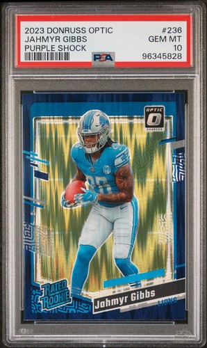 2023 Panini Donruss Optic Jahmyr Gibbs [Purple Shock] #236 card