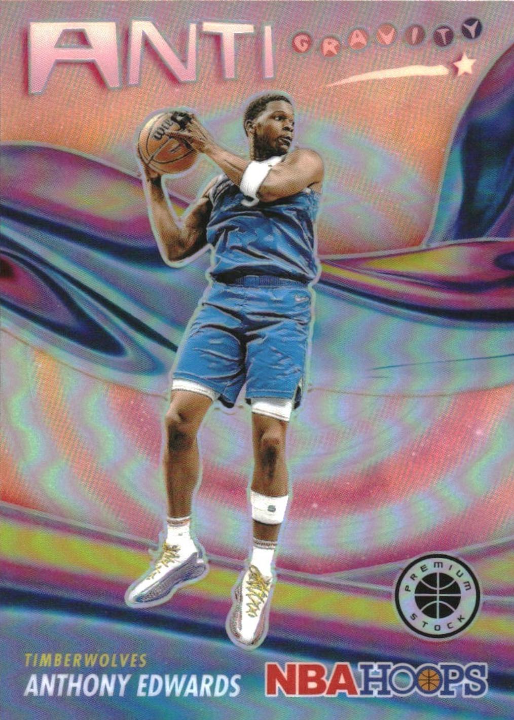 2023 Panini Hoops Premium Stock Anti Gravity Anthony Edwards [Silver Prizm] #14 card