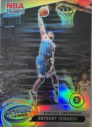 2023 Panini Hoops Premium Stock Attack the Rack Anthony Edwards [Silver Prizm] #7 card