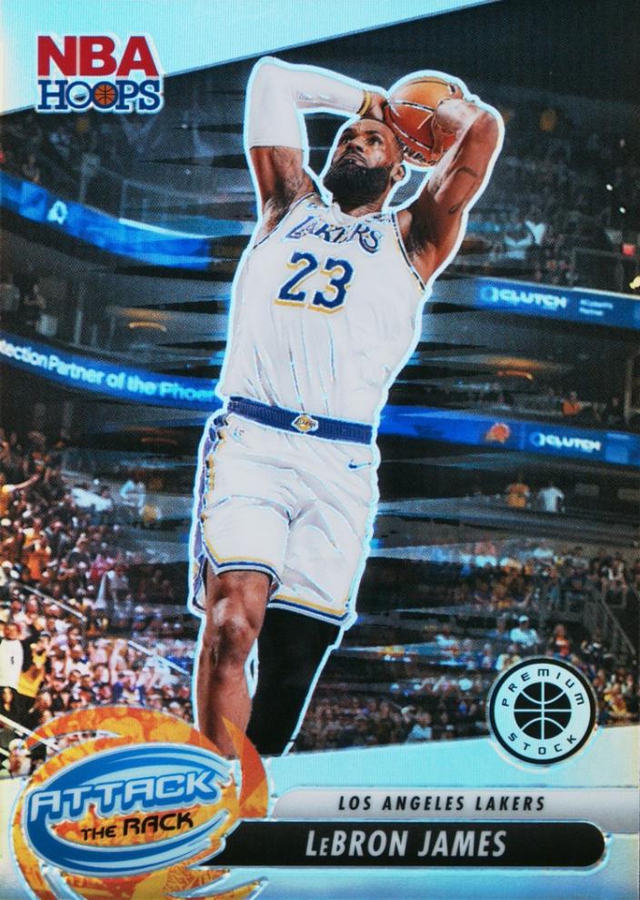 2023 Panini Hoops Premium Stock Attack the Rack LeBron James [Silver Prizm] #4 card