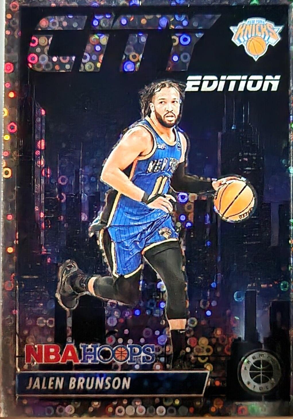 2023 Panini Hoops Premium Stock City Edition Jalen Brunson [Disco Prizm] #21 card