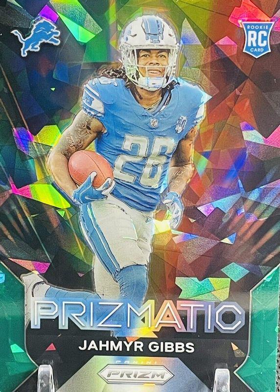 2023 Panini Prizm Prizmatic Jahmyr Gibbs [Green Ice] #20 card