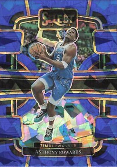 2023 Panini Select Anthony Edwards [Cracked Ice Blue Prizm] #37 card
