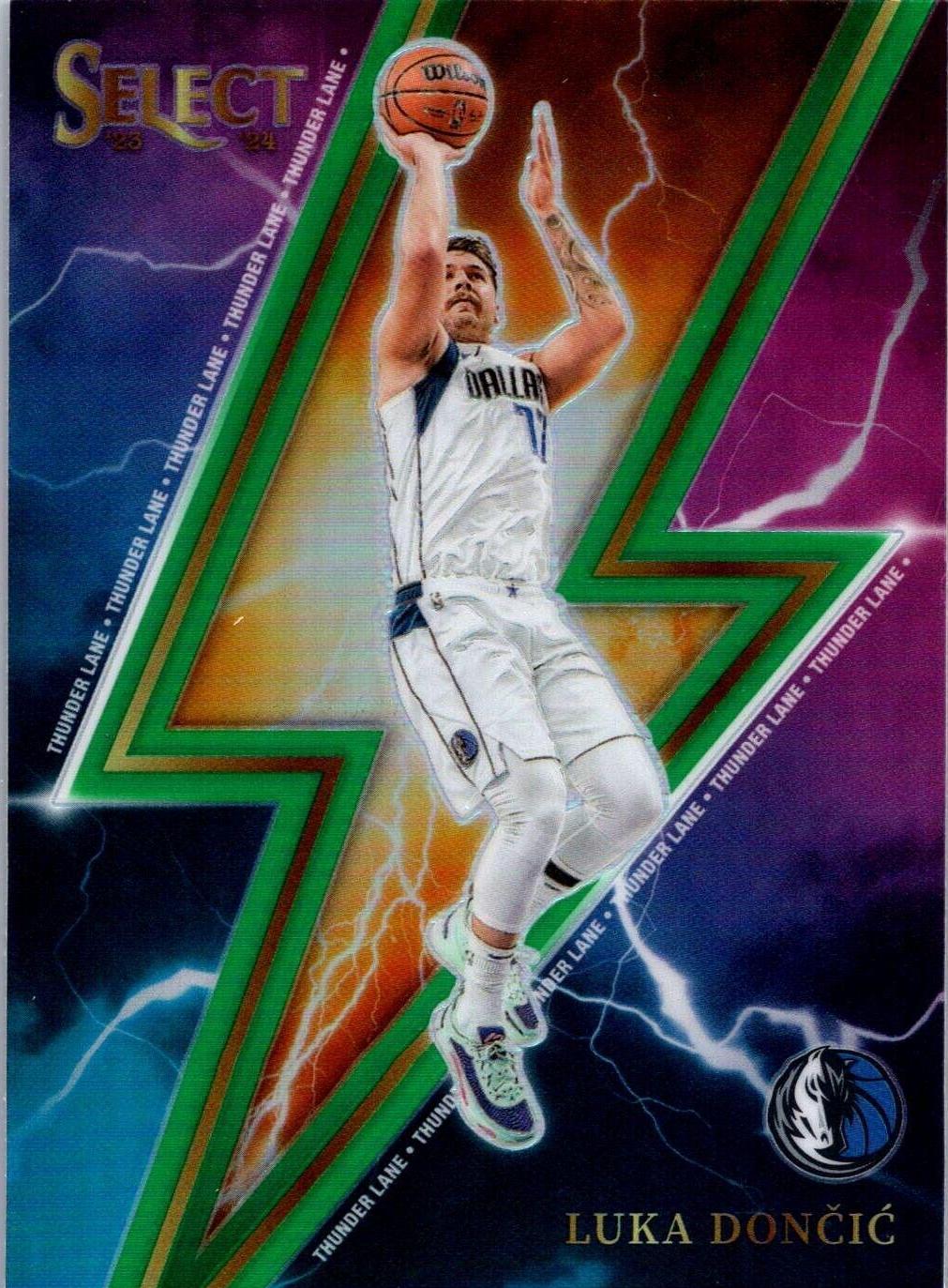 2023 Panini Select Thunder Lane Luka Doncic [Green Prizm] #3 card
