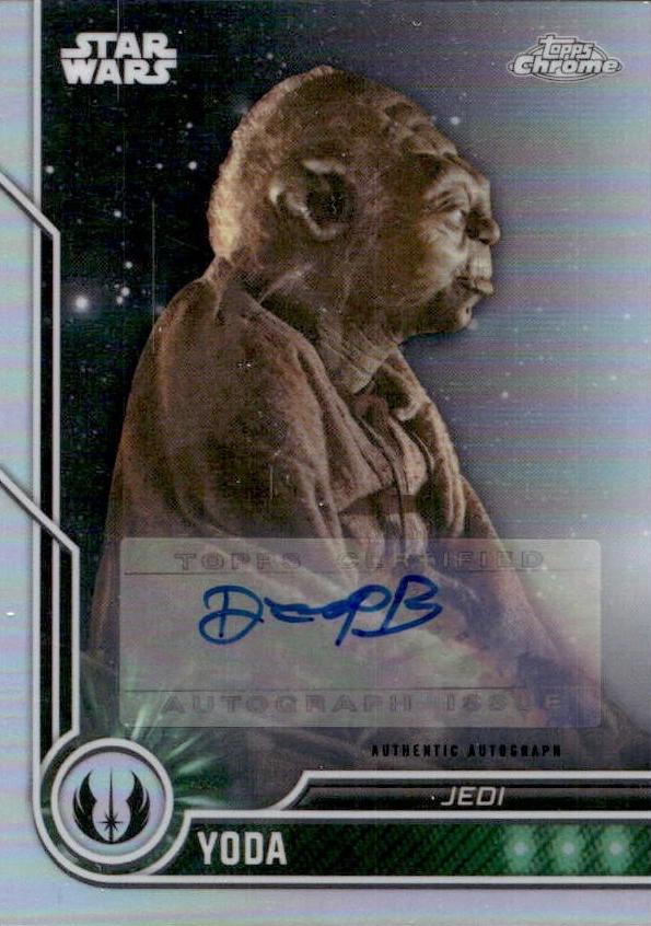 2023 Topps Chrome Character Autograph Deep Roy as Yoda [Green Refractor] #CA-DR card