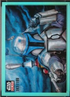 2023 Topps Chrome Galaxy Jango Draws His Pistols [Aqua Refractor] #55 card