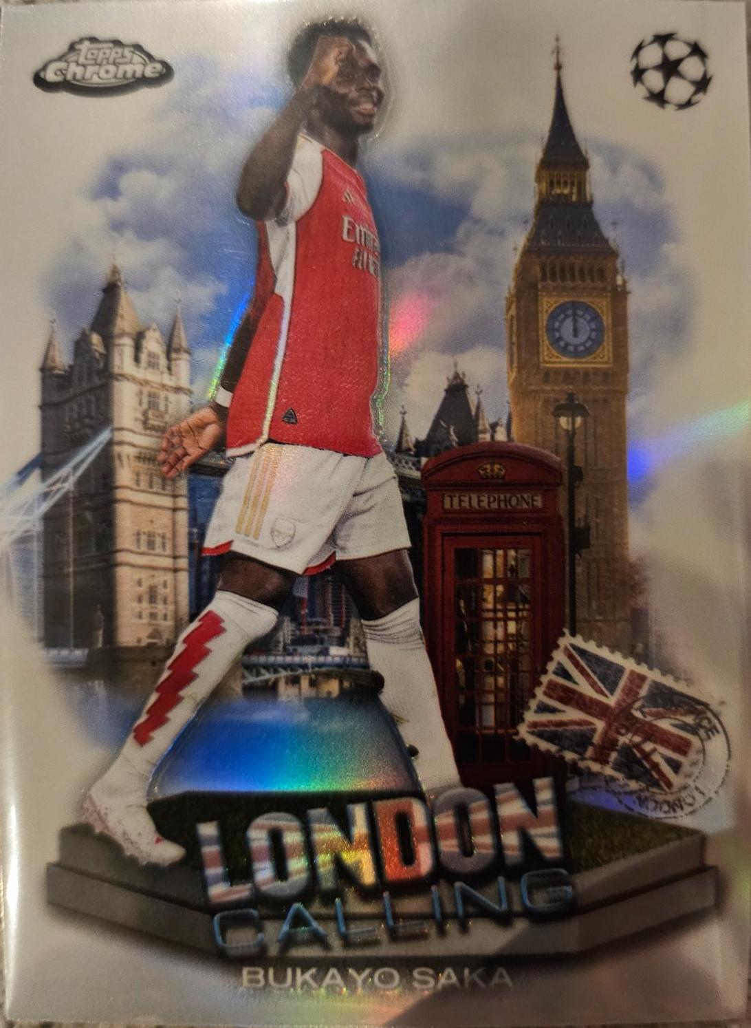 2023 Topps Chrome UEFA Club London Calling Bukayo Saka #LC-14 card