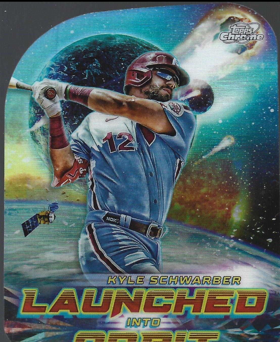 2023 Topps Cosmic Chrome Launched Into Orbit Kyle Schwarber #LIO-12 card