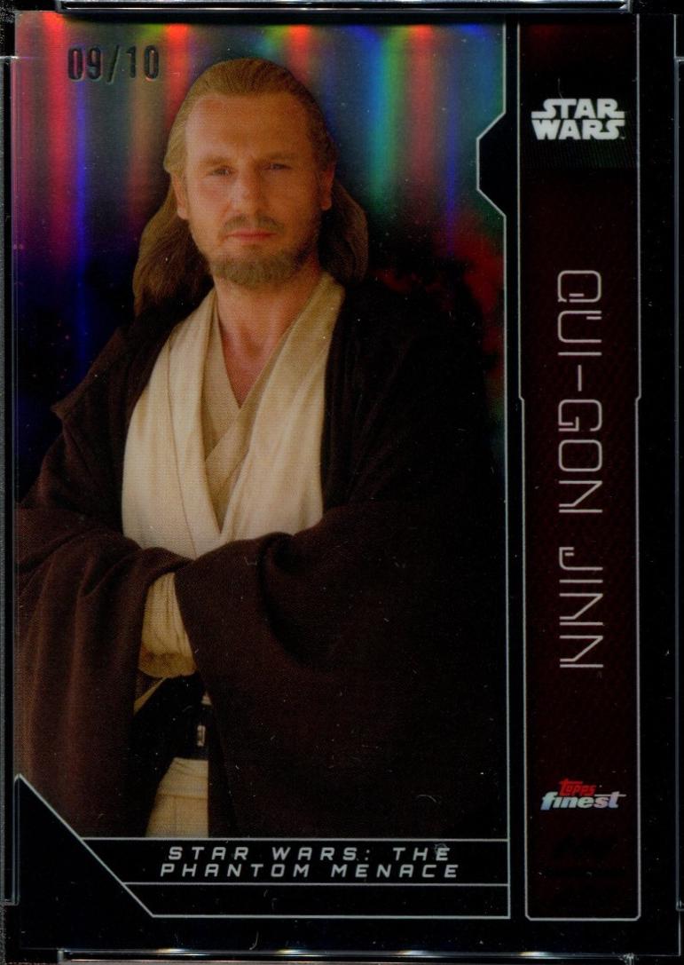 2023 Topps Finest Qui-Gon Jinn [Black Refractor] #FN-53 card