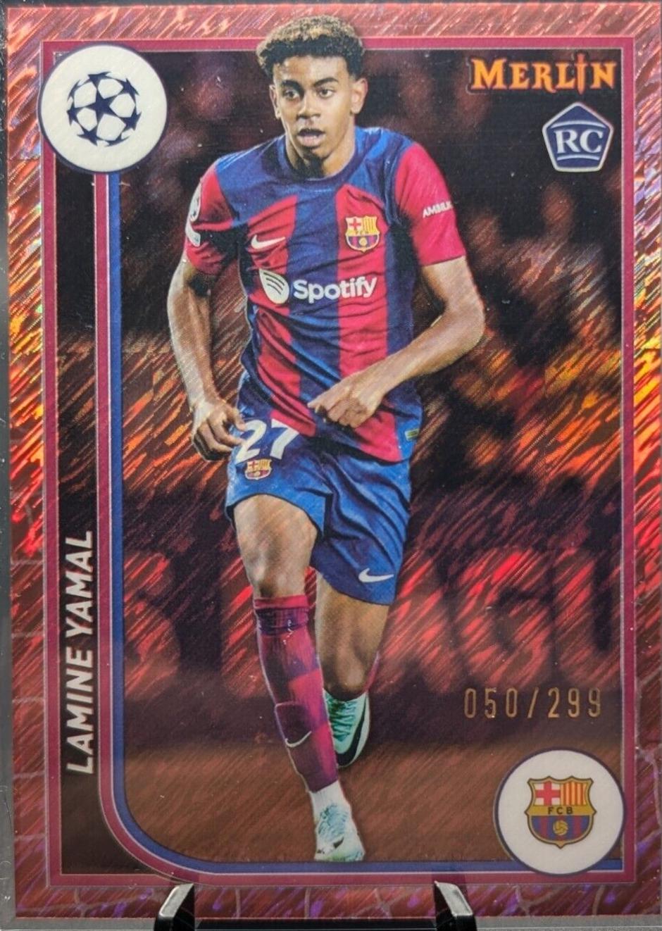 2023 Topps Merlin UEFA Lamine Yamal [Rose Gold Shimmer Refractor] #27 card