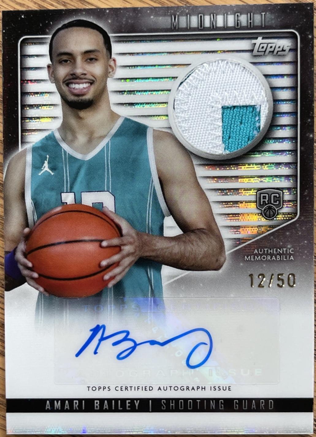 2023 Topps Midnight Rookie Jersey Autograph Amari Bailey #RJA-AB card