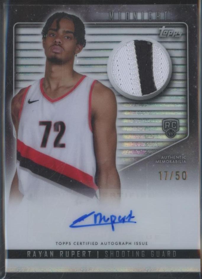 2023 Topps Midnight Rookie Jersey Autograph Rayan Rupert #RJA-RR card