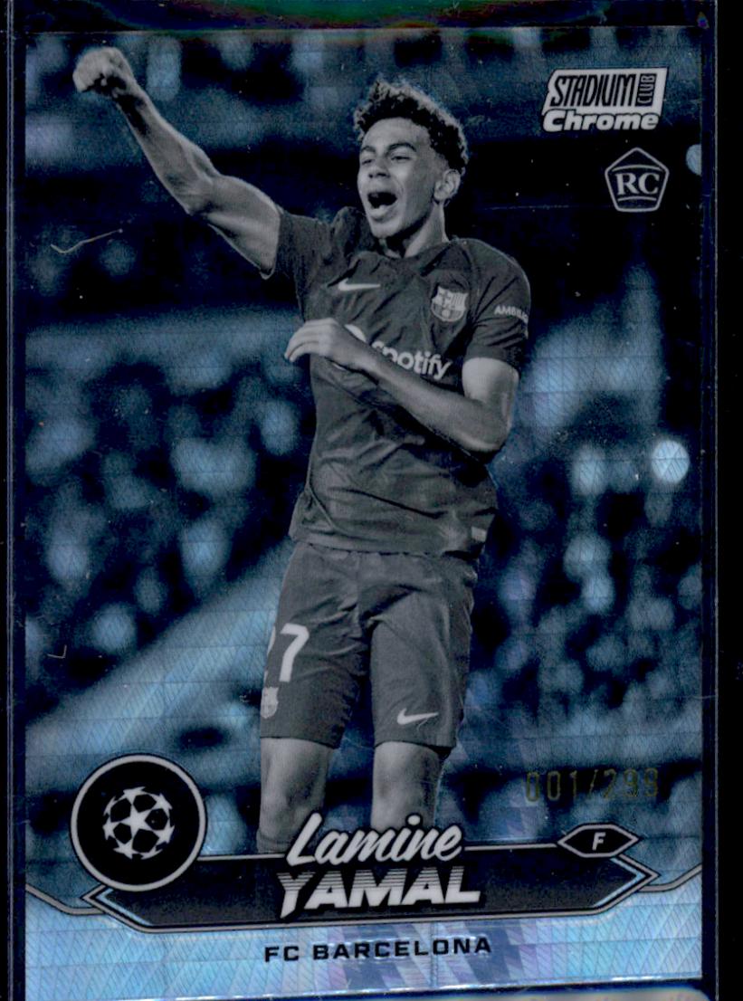 2023 Topps Stadium Club Chrome UEFA Lamine Yamal [Black White Refractor] #27 card