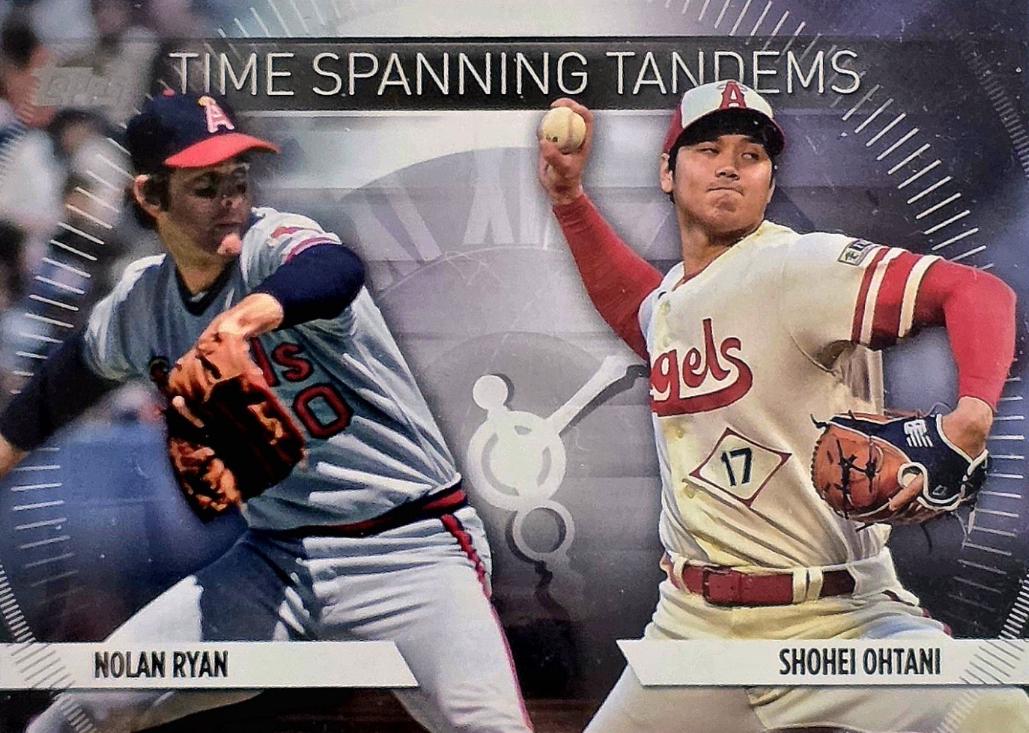 2023 Topps Update Time Spanning Tandems Shohei Ohtani, Nolan Ryan #TS-20 card