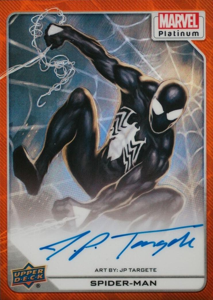 2023 Upper Deck Platinum Spider-Man (Symbiote Suit) [Autograph Orange Rainbow] #83 card