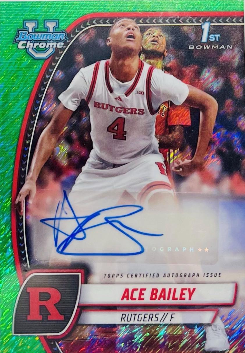 2024 Bowman Chrome University Ace Bailey [Green Shimmer Refractor Autograph] #1 card